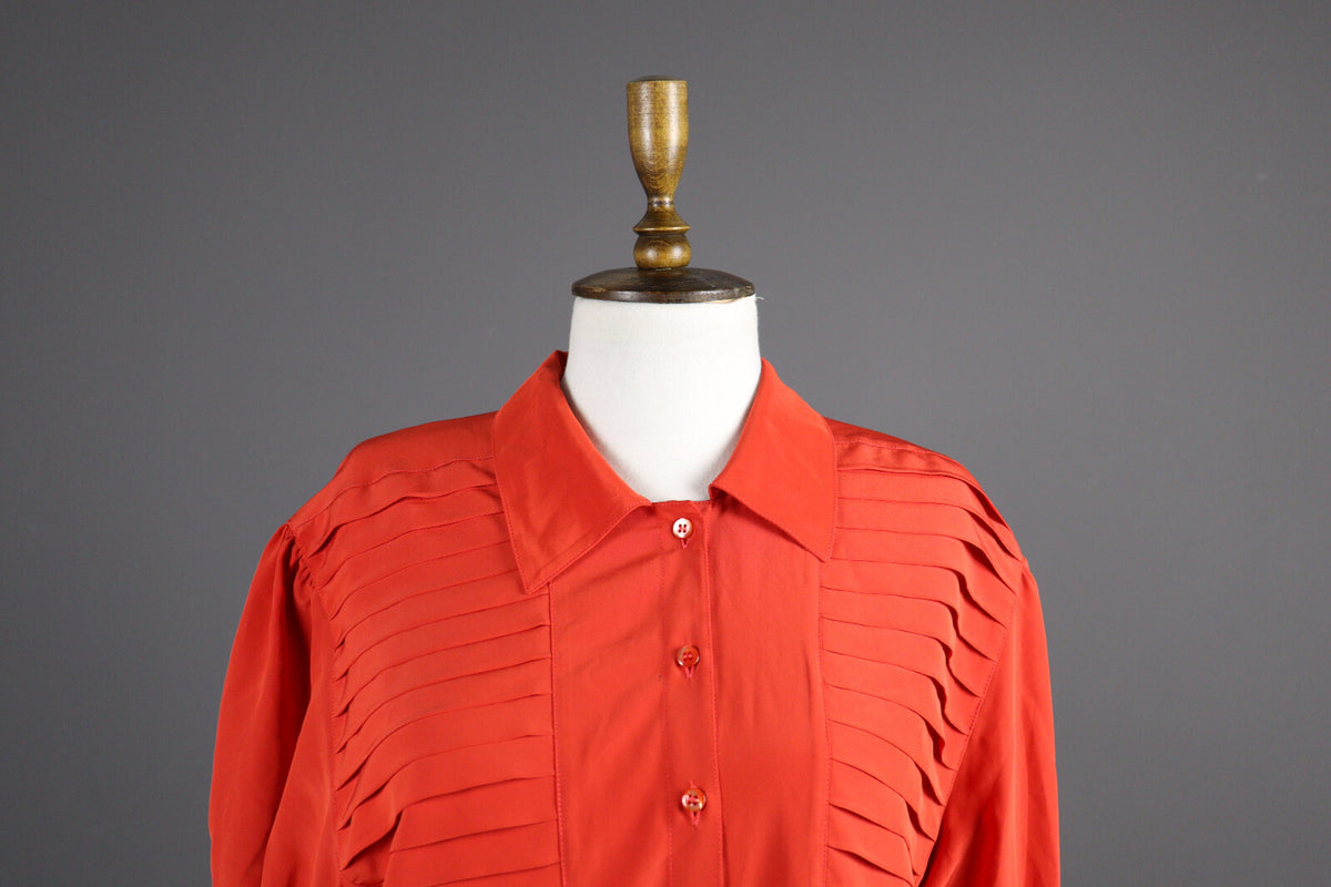Escada Vintage Red Designer Party Cocktail Blouse Shirt – Size L