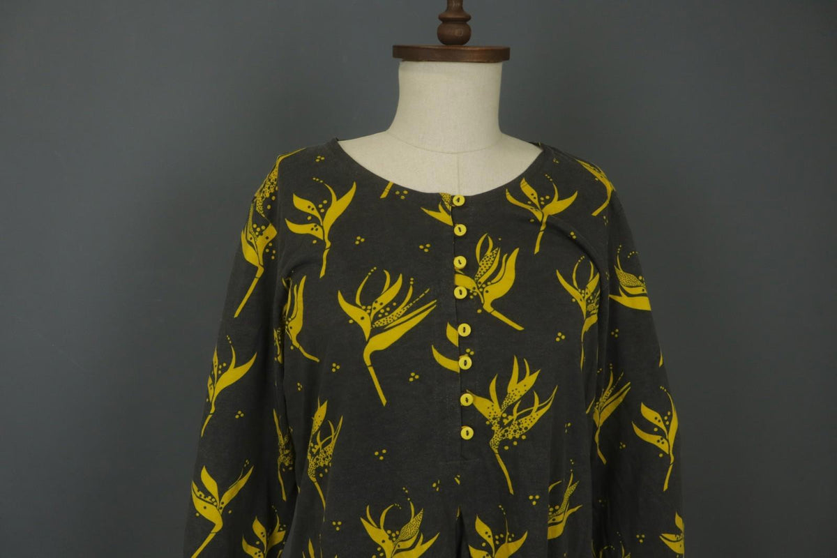 Gudrun Sjoden Multi Floral Long Sleeve Round Neck Button Front Shirt Dress Sz L – Used