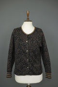 GUDRUN SJODEN Brown Floral 100% Cotton Button-Front Cardigan Sweater – Size S
