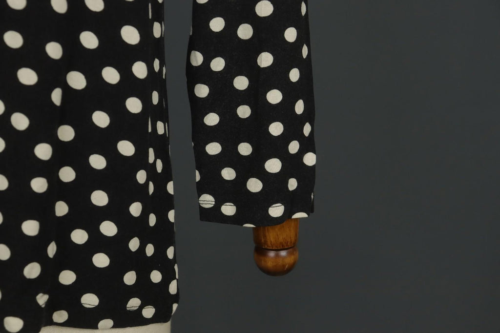 GUDRUN SJODEN White Black Polka Dot Modal Long Sleeve Pullover Blouse Top – Size L