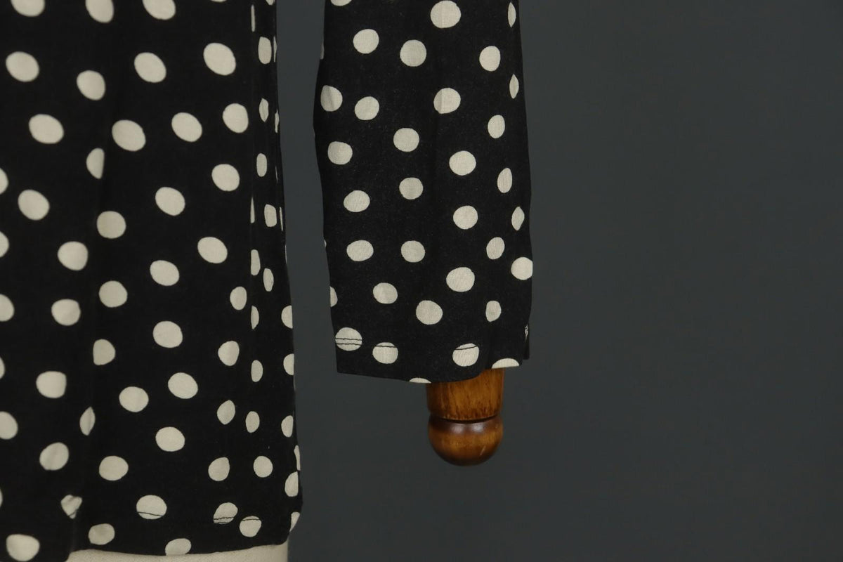 GUDRUN SJODEN White Black Polka Dot Modal Long Sleeve Pullover Blouse Top – Size L