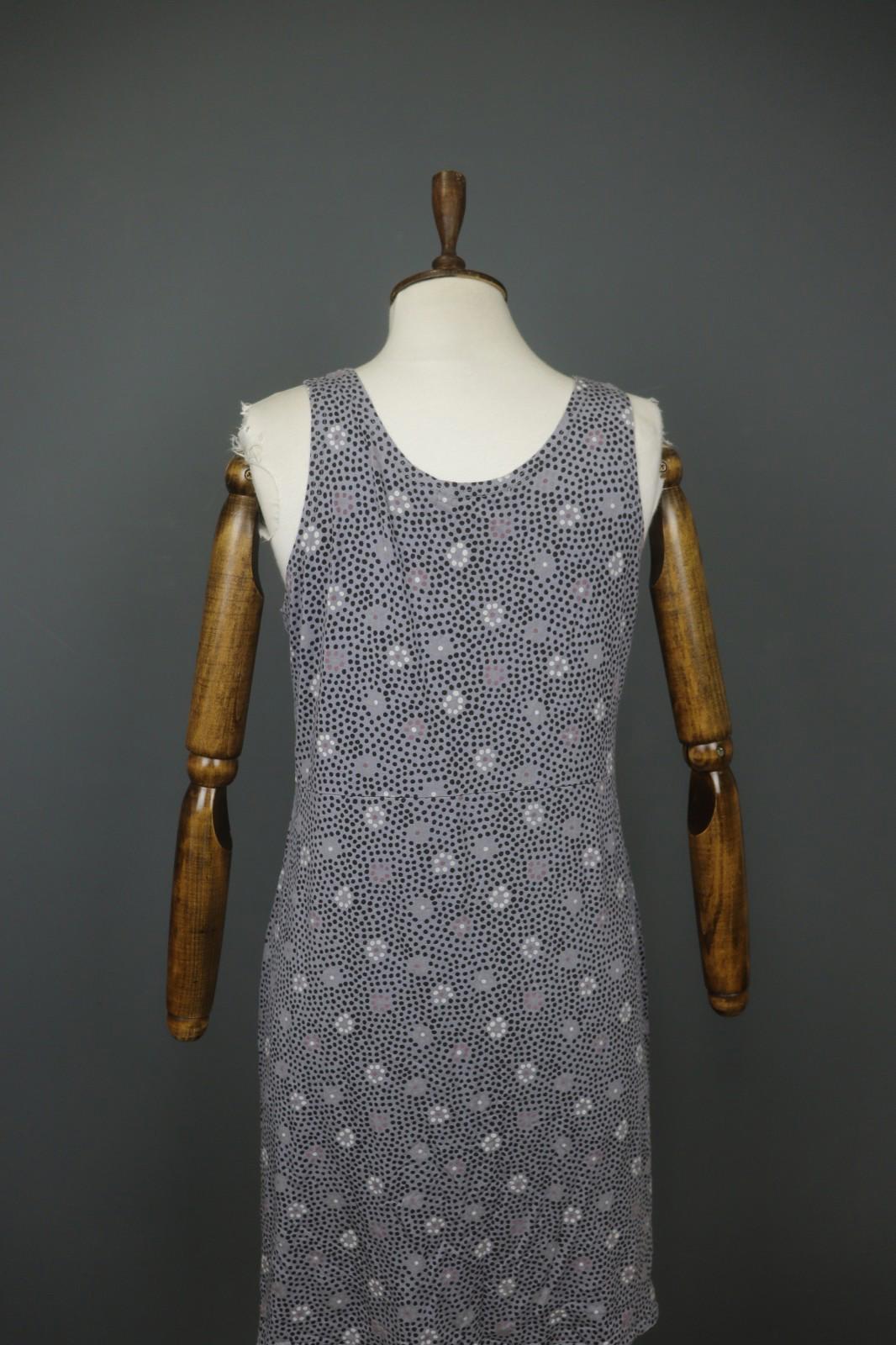 GUDRUN SJODEN Gray Modal Floral Polka Dot Sleeveless Round Neck Tank Dress Sz L