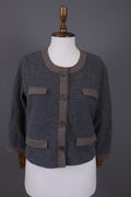 FABIANA FILIPPI Gray Wool Silk Cashmere Knit Button Dowm Blazer Jacket I 44 / M