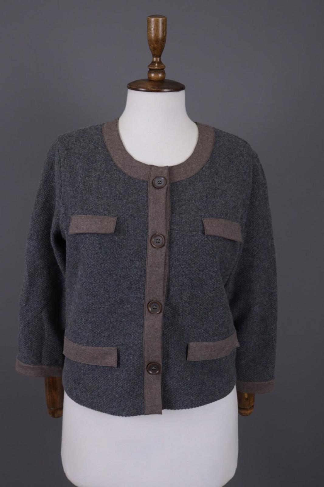 FABIANA FILIPPI Gray Wool Silk Cashmere Knit Button Dowm Blazer Jacket I 44 / M