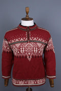 DALE OF NORWAY Sport Red Fair Isle 1/4 Zip Insulated Knit Ski Sweater Sz XS
