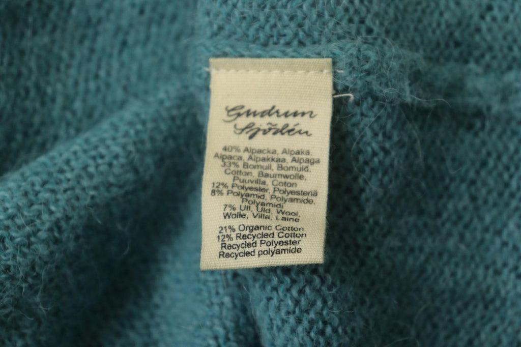 GUDRUN SJODEN Blue Tight Knit Casual Long Sleeve V-Neck Pullover Sweater – Size M