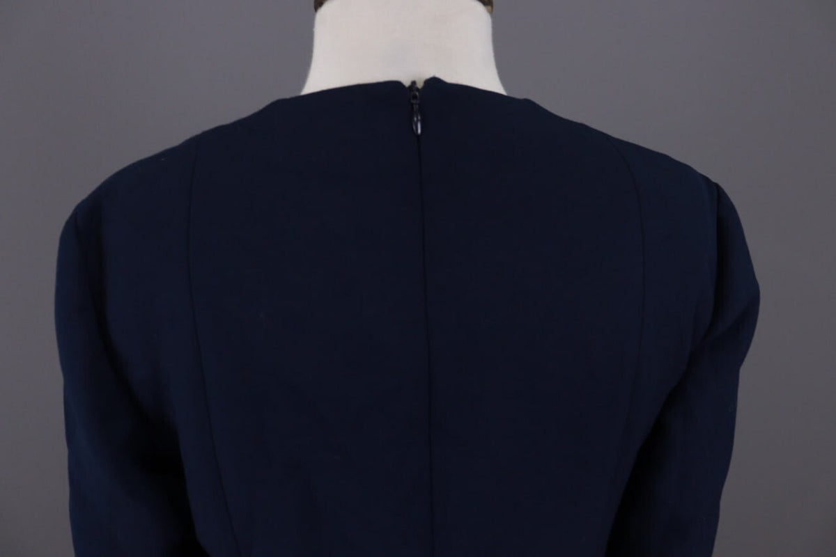 Me+Em Blue V-Neck Evening Long Sleeve A-Line Dress – Size 12