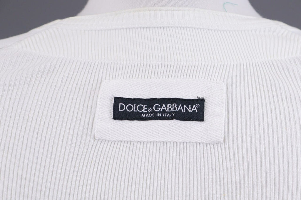 Dolce&Gabanna White V-Neck Pullover – Size 46
