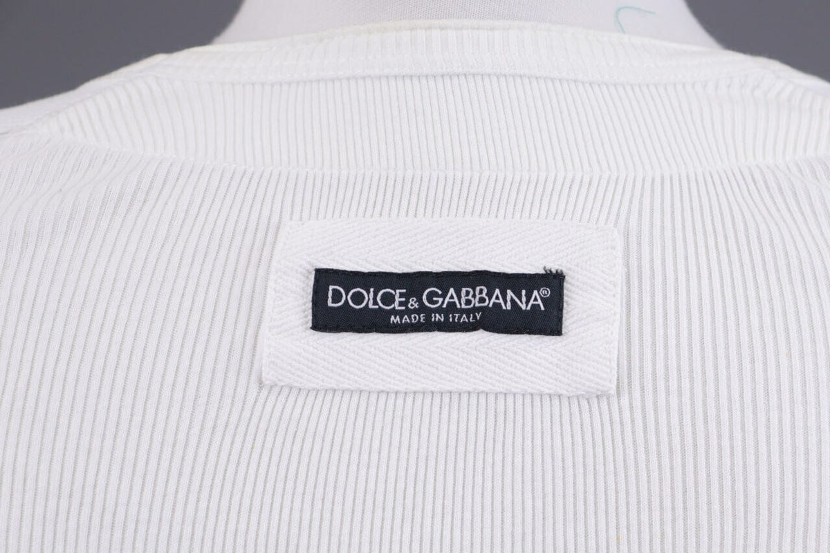 Dolce&Gabanna White V-Neck Pullover – Size 46