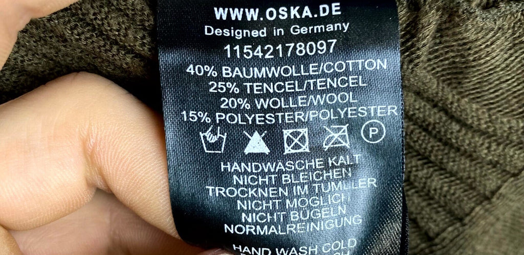 OSKA Khaki Wool Knit Long Sleeve Lagenlook Button Blouson Dress – Size 2