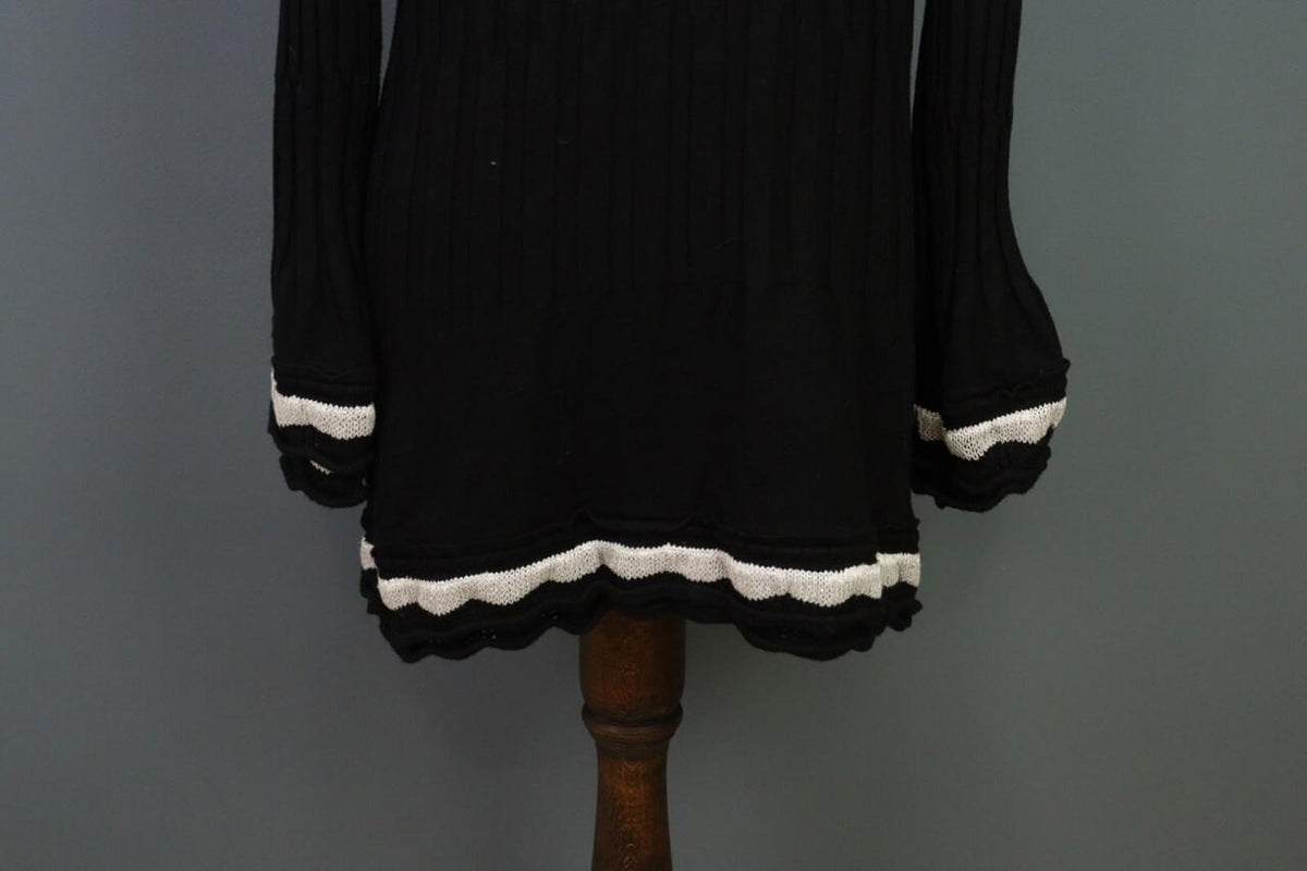 ELISA CAVALETTI Sono Italiano Black Knit A-Line Ultra Long Sleeve Dress