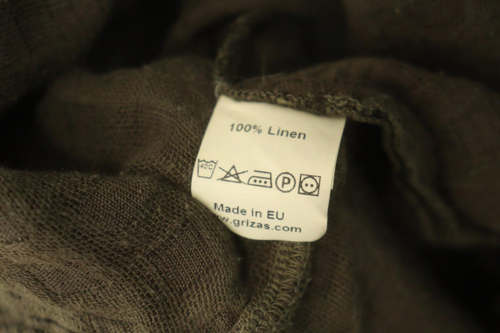 GRIZAS Brown 100% Linen Long Sleeve Round Neck Pullover Tunic Top – Size S