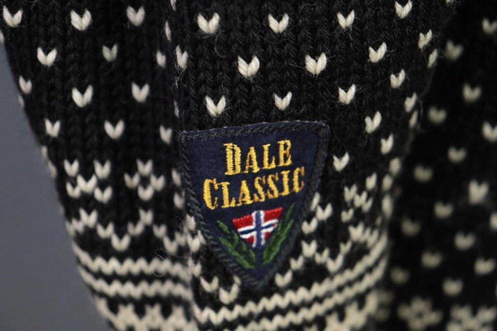 DALE OF NORWAY Black Clasp Fair Isle Wool Knit Ski Sweater