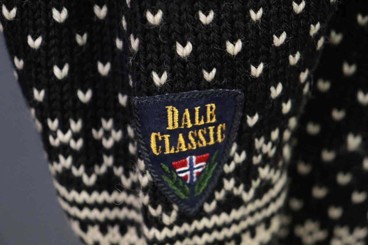 DALE OF NORWAY Black Clasp Fair Isle Wool Knit Ski Sweater