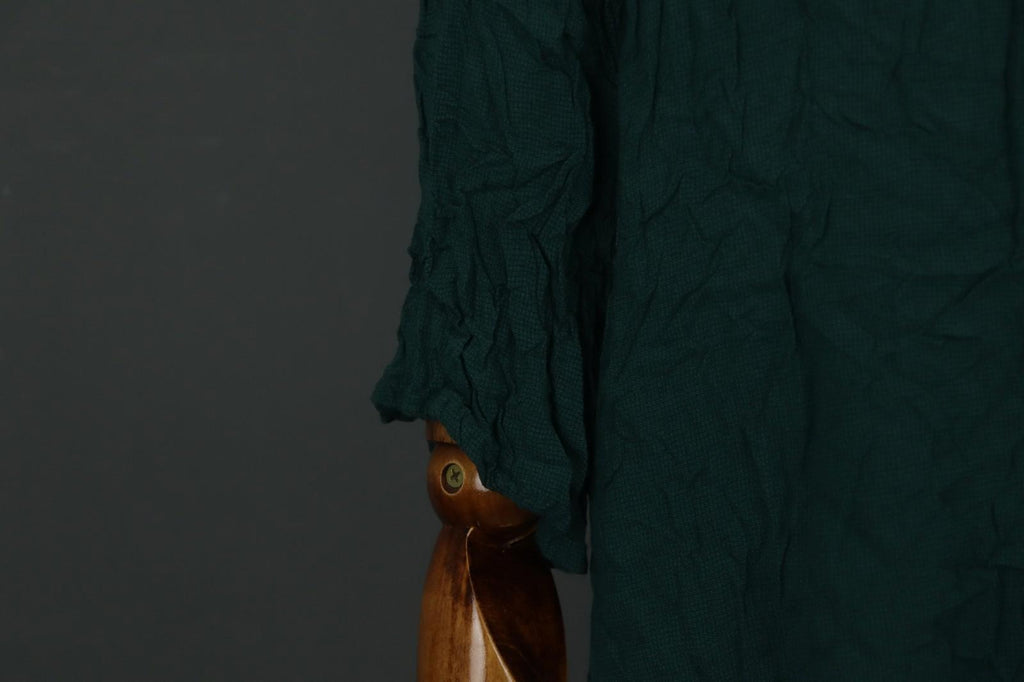 GUDRUN SJODEN Green Viscose Half Sleeve Round Neck Button Front Shirt Top Sz XXL