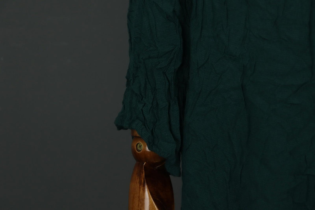 GUDRUN SJODEN Green Viscose Half Sleeve Round Neck Button Front Shirt Top Sz XXL