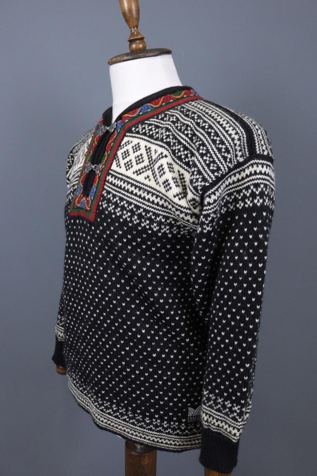 DALE OF NORWAY Black Fair Isle Wool Ski Sweater – Size S