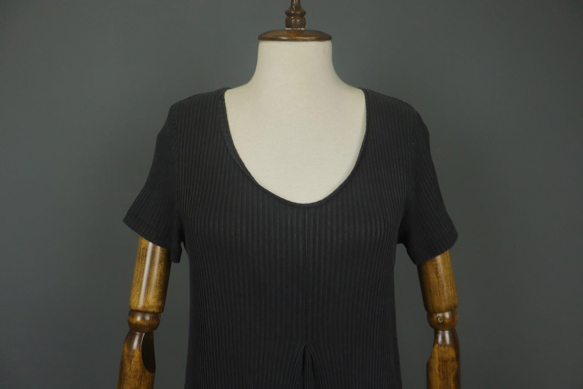 GUDRUN SJODEN Black Lyocell Short Sleeve Round Neck Pullover Shift Dress – Size M