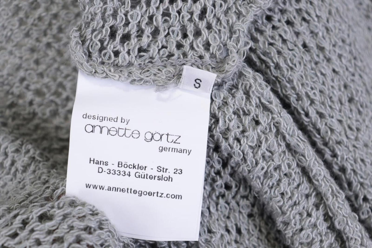 ANNETTE GORTZ Gray Open Knit Hemp Crew Neck Knit Sweater – Size S