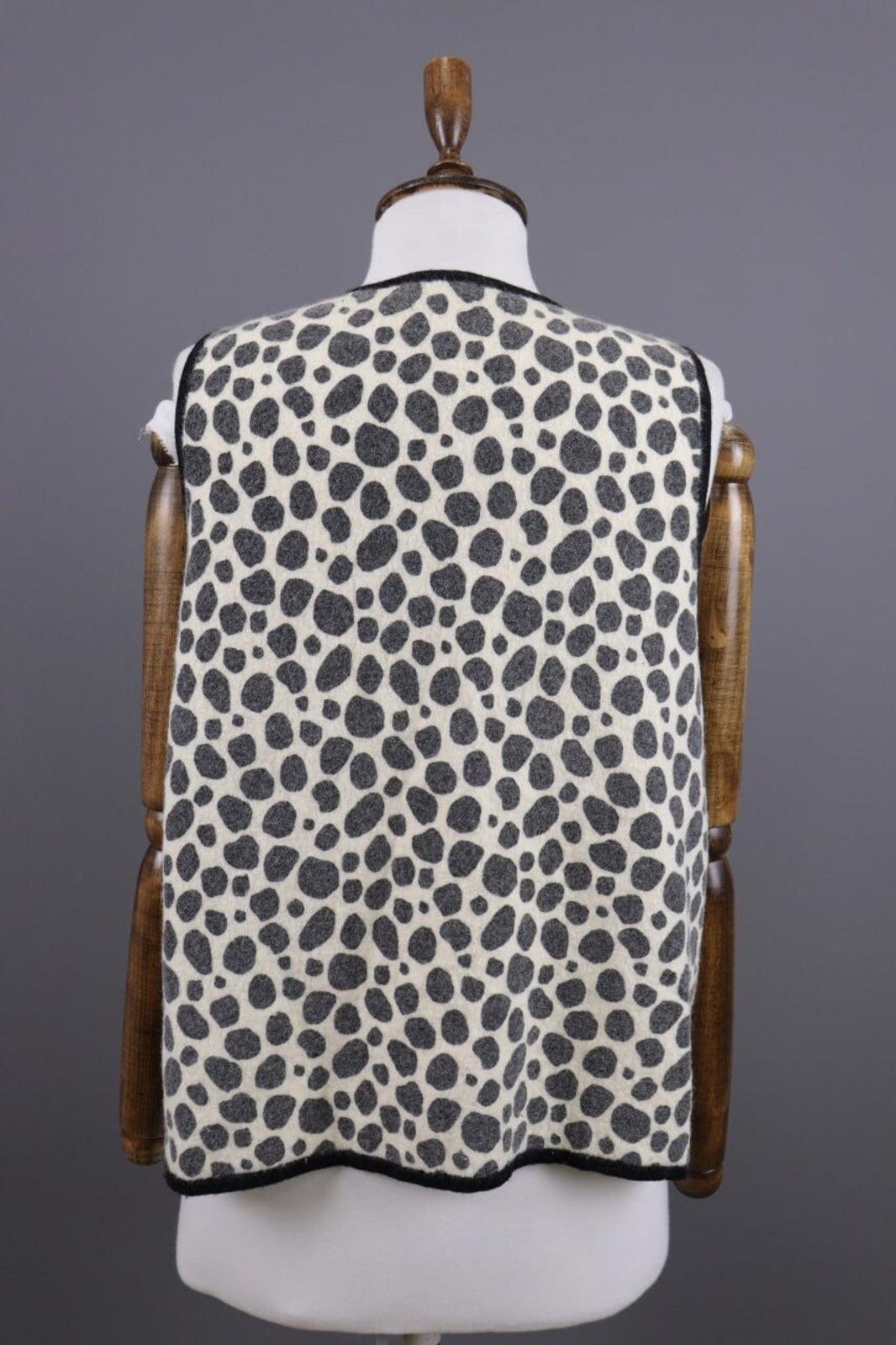 GUDRUN SJODEN Beige Leopard Print Wool Knit Vest Cardigan – Size L