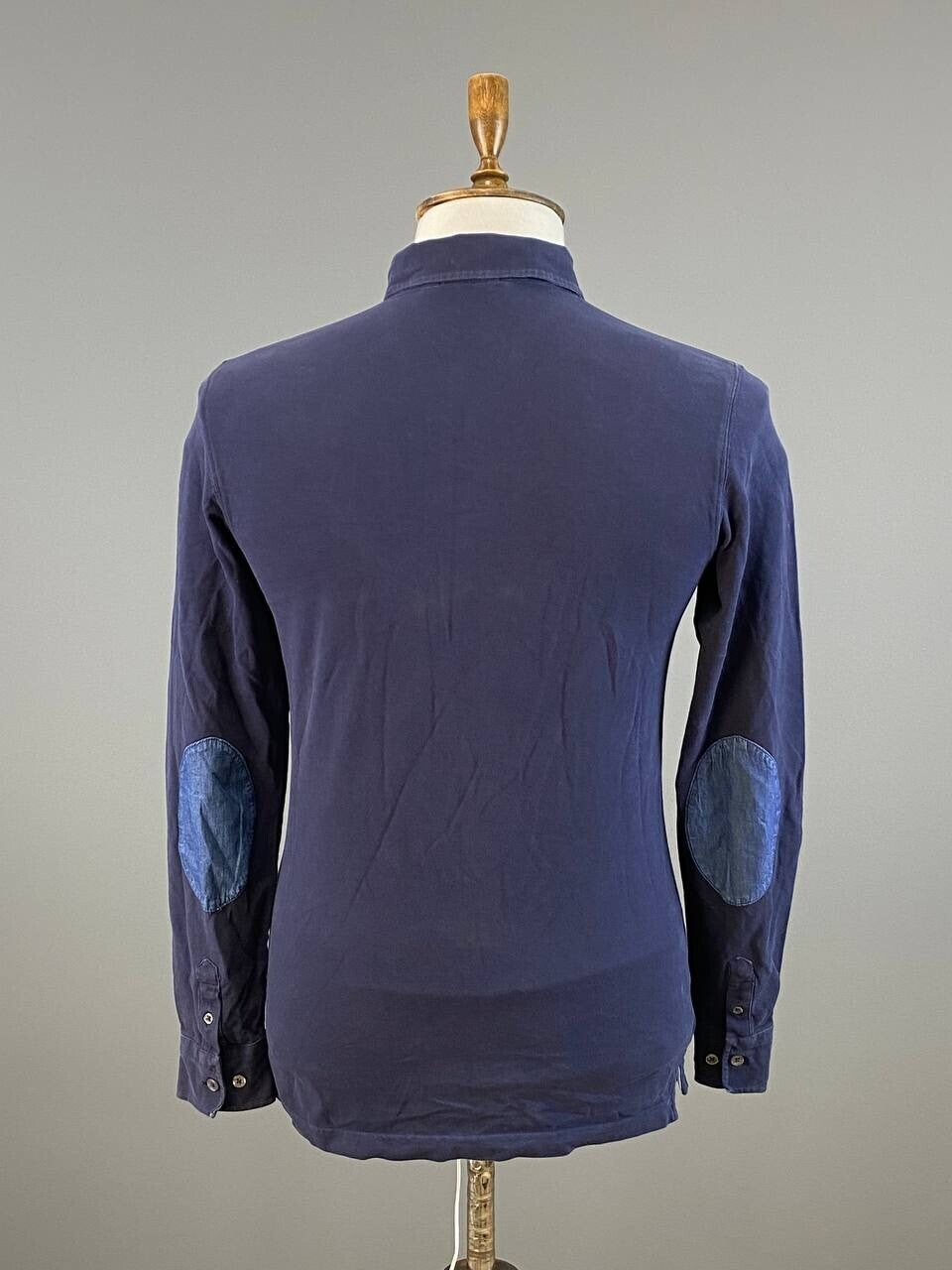Hackett London Blue #1 Elbow Patches Long Sleeve Rugby Polo Shirt – Size XS – Used