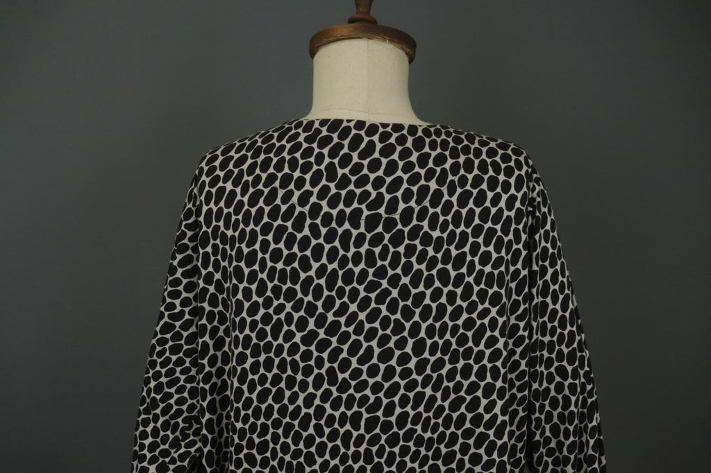 GUDRUN SJODEN Black & White Cotton Long Sleeve Round Neck Blouse Top – Size XL