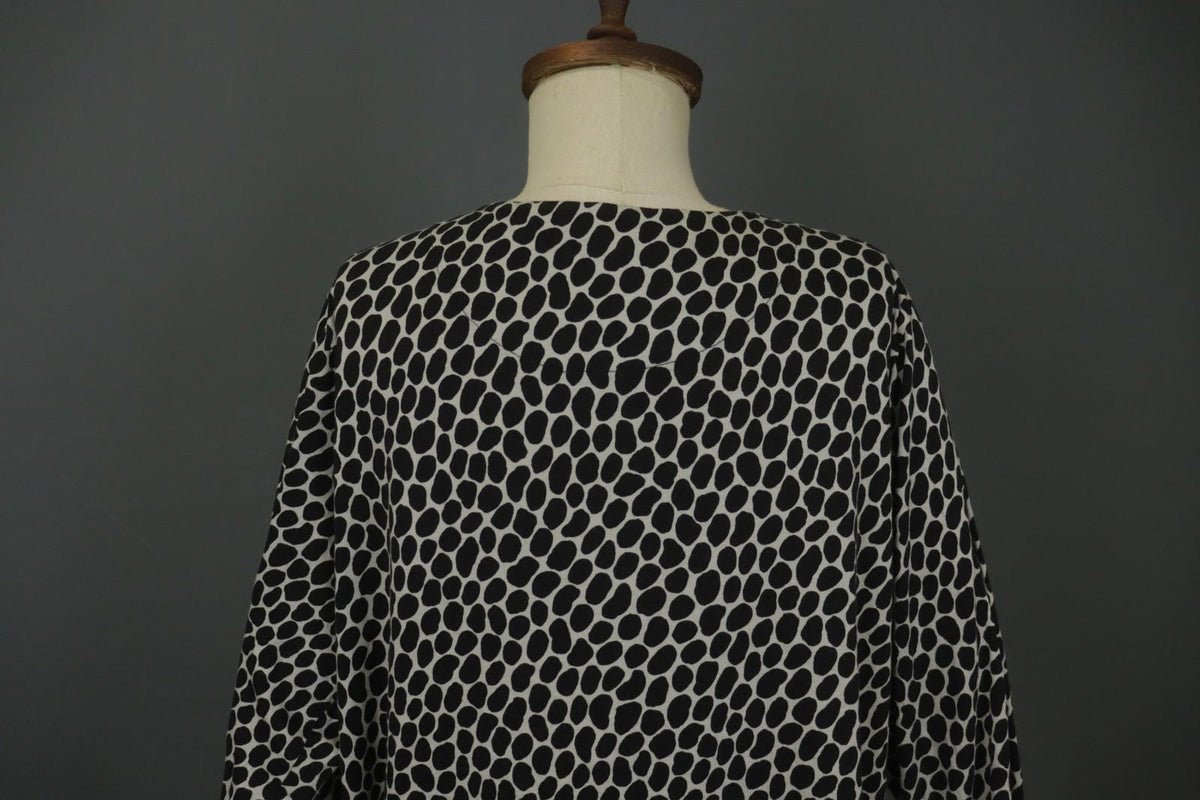 GUDRUN SJODEN Black & White Cotton Long Sleeve Round Neck Blouse Top – Size XL