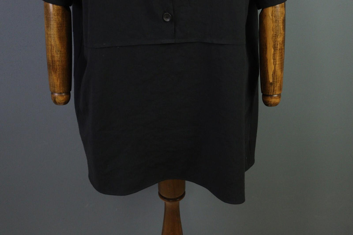 OSKA Black Short Sleeve Button Scoop Neck A-Line Blouson Dress – Size 3