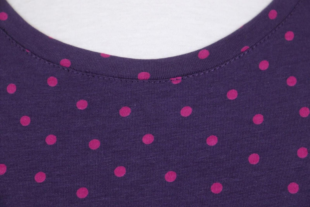 GUDRUN SJODEN Purple Polka Dot Modal Crew Neck Long Sleeve Blouse Top – Size S