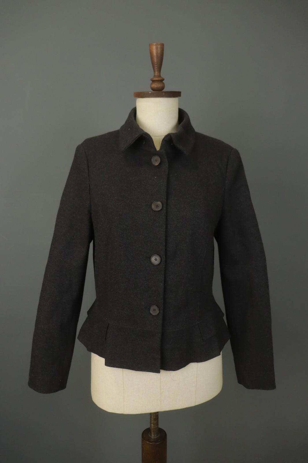 Marccain Black Wool Collared Long Sleeve Button Front Blazer Jacket – Size 5