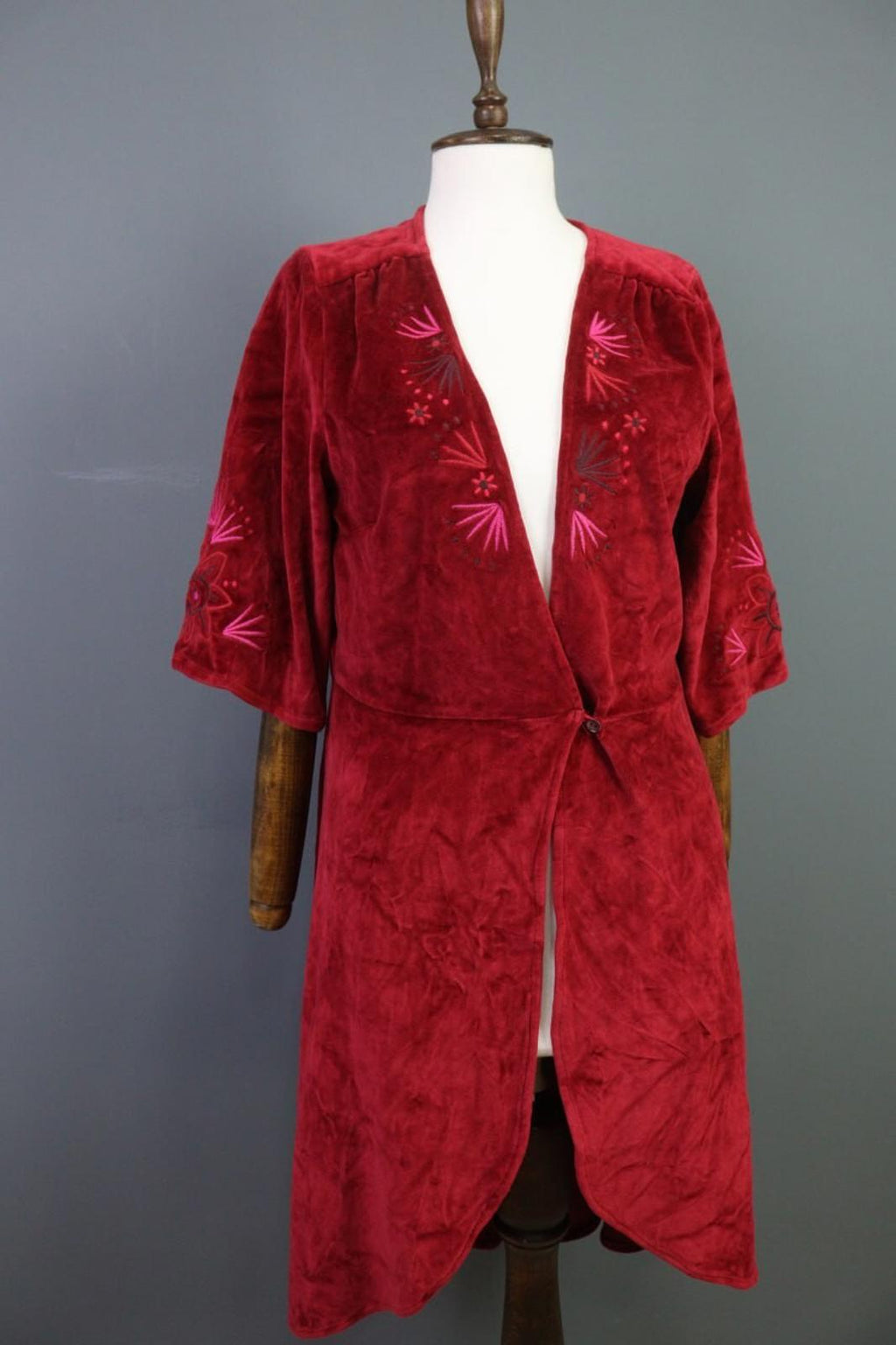 GUDRUN SJODEN Burgundy Kimono Sleeve Knit Wrape Cape Cardigan Sweater – Size S