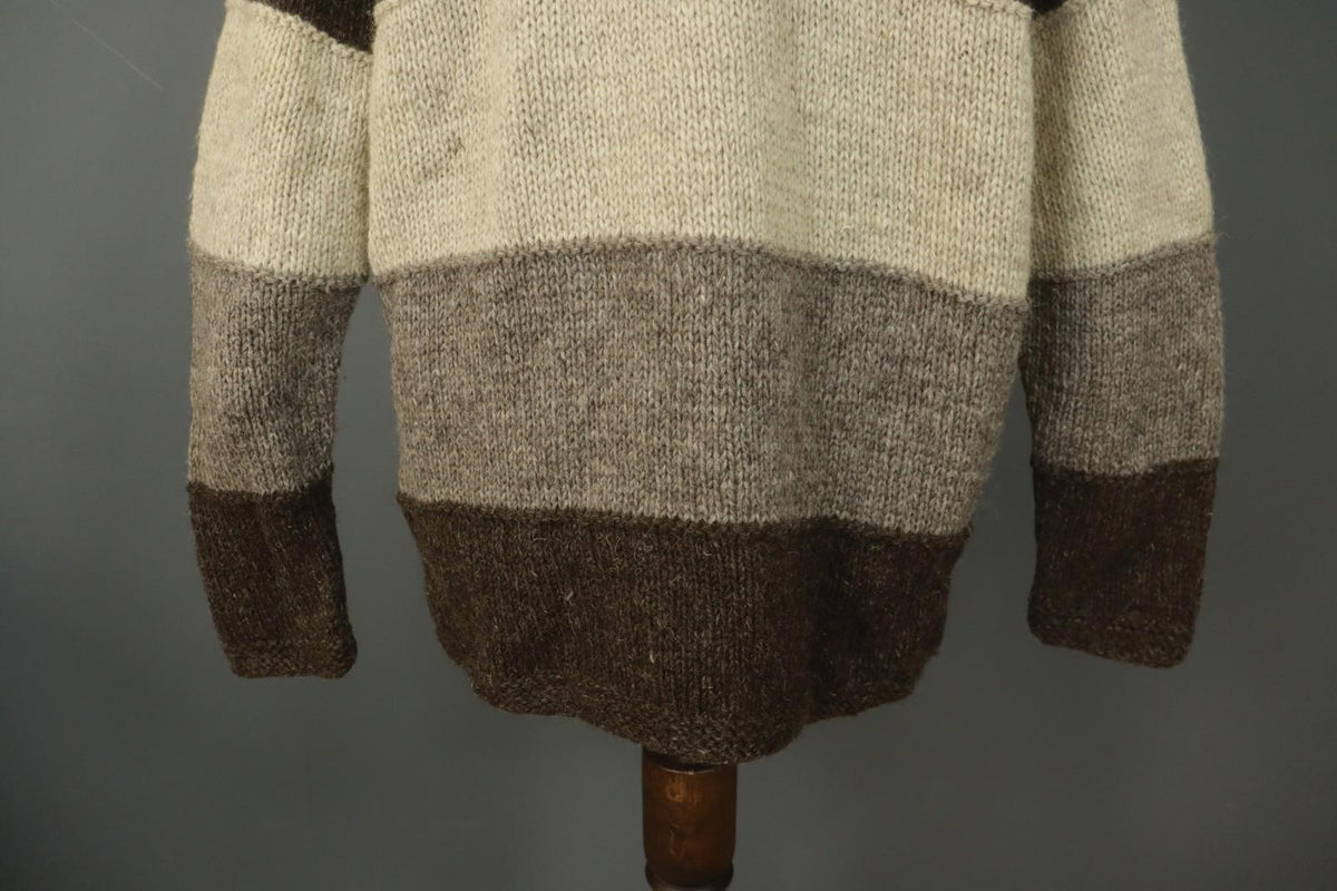 PACHAMAMA Multi Striped Wool Cable Knit Mock Neck 1/4 Zip Sweater – Size L / M