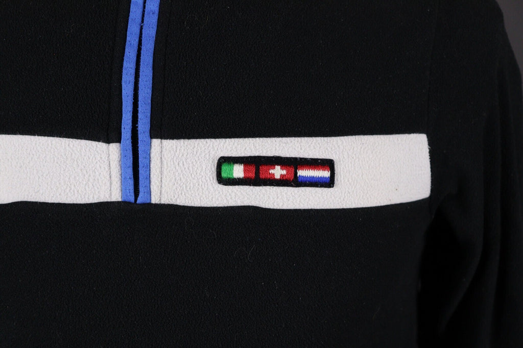 F. Lli Campagnolo Boys Black Zip Flags Patch Fleece Sweater – Size 14 year / 164