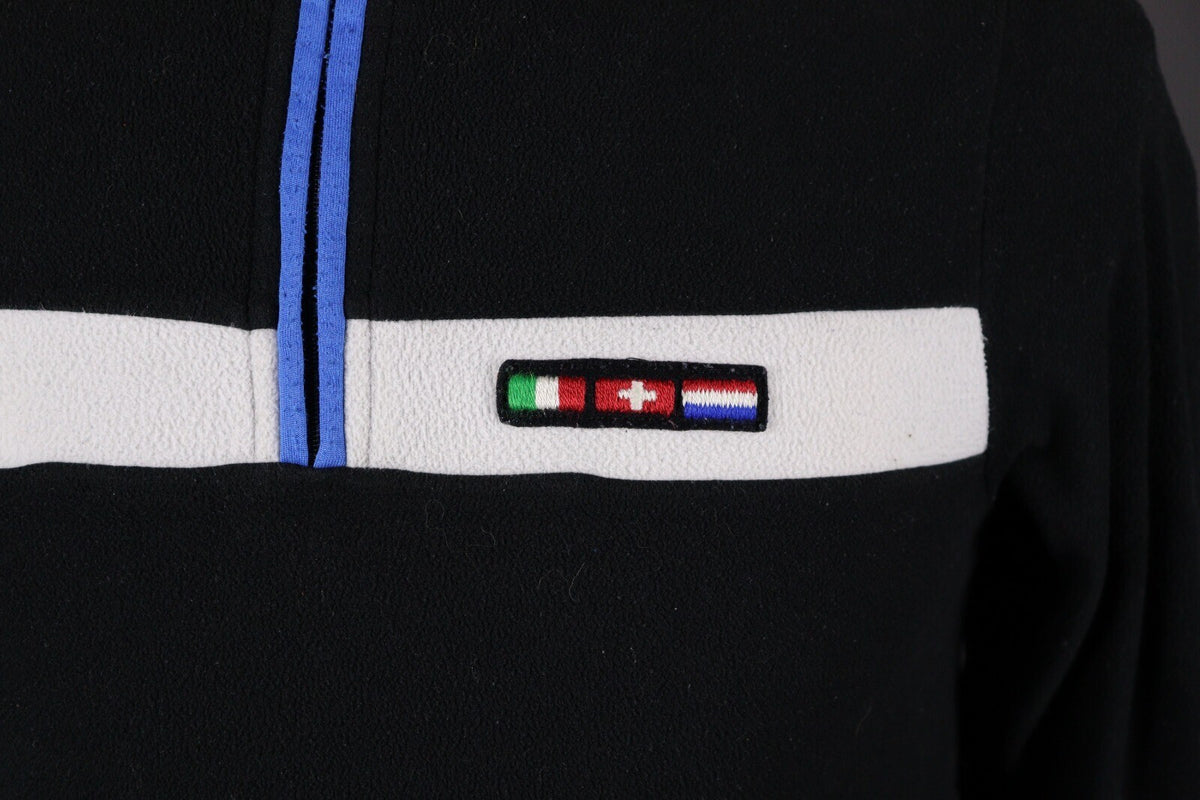F. Lli Campagnolo Boys Black Zip Flags Patch Fleece Sweater – Size 14 year / 164