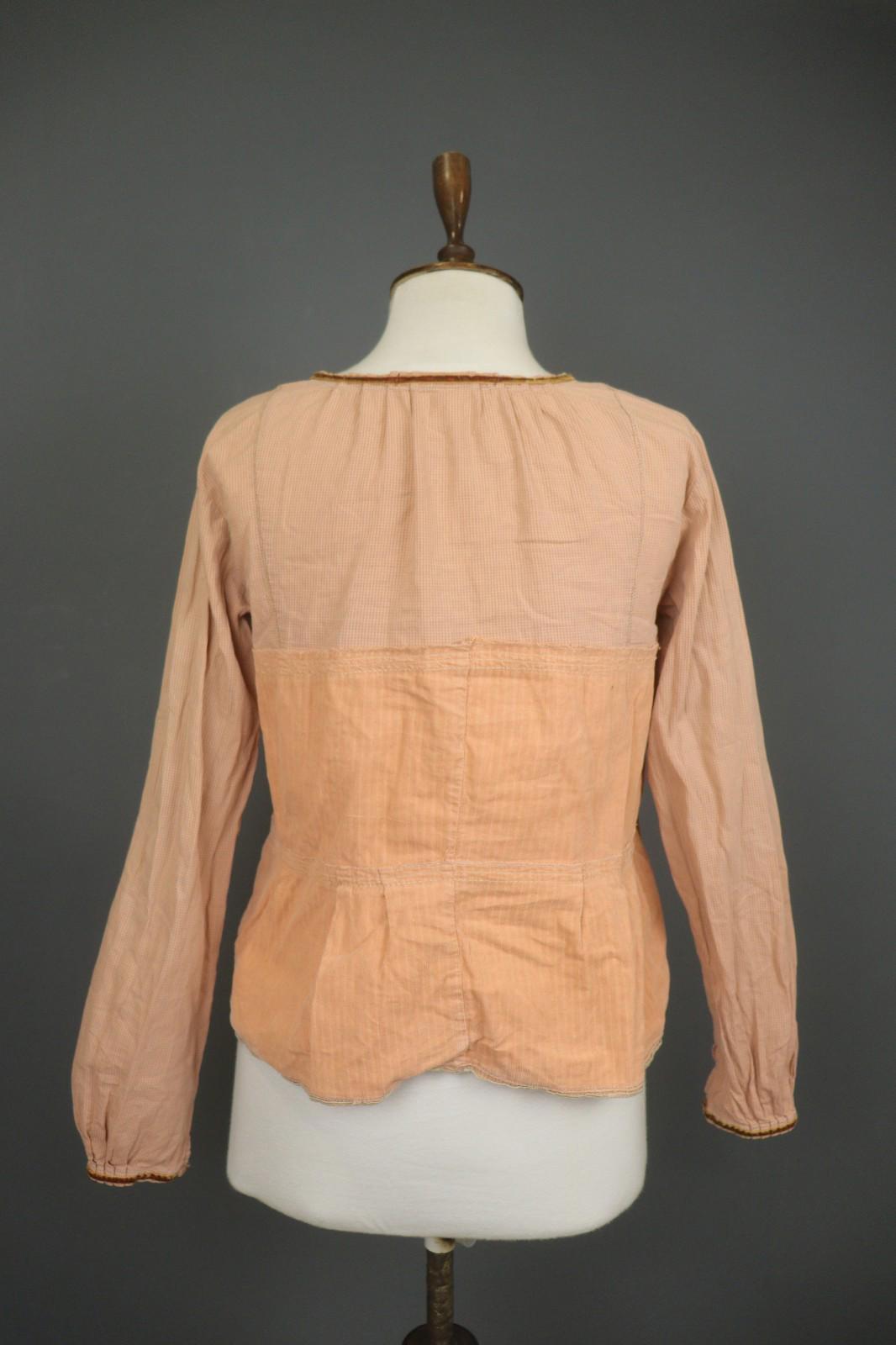 Marithé + François Girbaud Orange Cotton Long Sleeve Drawstring Blouse Top Sz 27