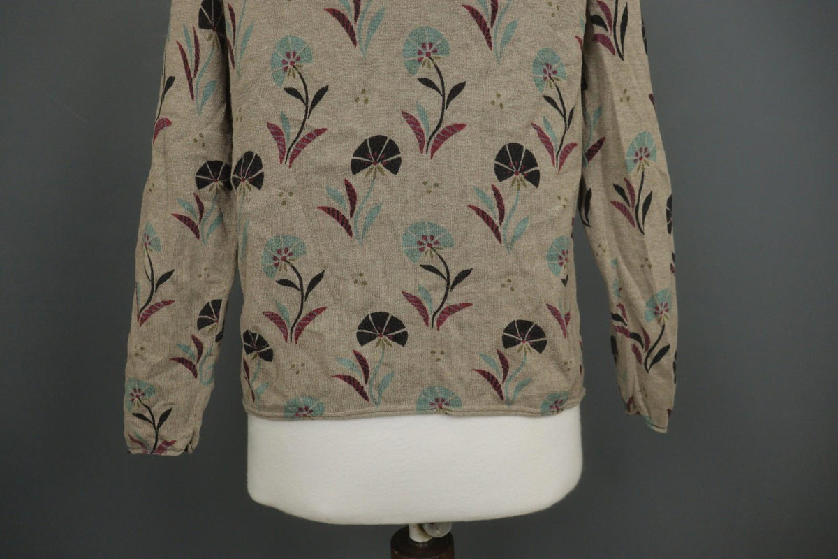 GUDRUN SJODEN Multicolor Floral 100% Cotton Button Front Cardigan Sweater – Size S