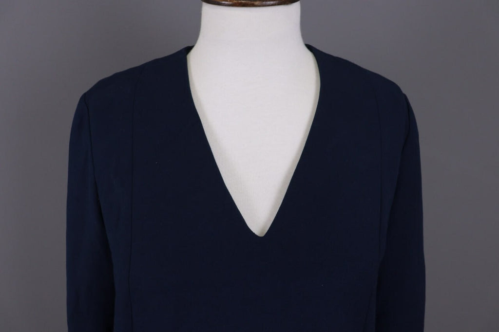 Me+Em Blue V-Neck Evening Long Sleeve A-Line Dress – Size 12