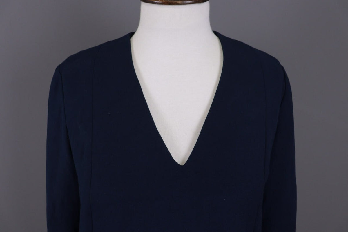 Me+Em Blue V-Neck Evening Long Sleeve A-Line Dress – Size 12