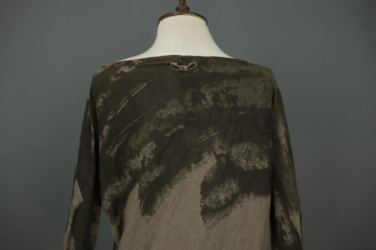 HIGH USE Brown Stretch Round Neck Raglan Sleeve Regular Fit Pullover Sweater M/L