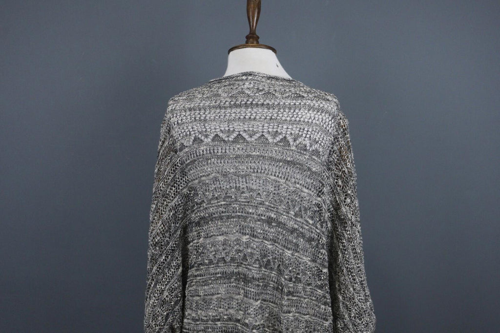 TRANSIT PAR SUCH Black White Deep V-Neck Open Front Long Cardigan – Size 2