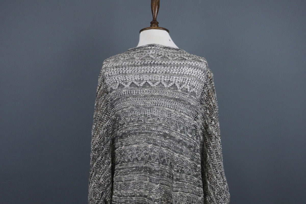 TRANSIT PAR SUCH Black White Deep V-Neck Open Front Long Cardigan – Size 2