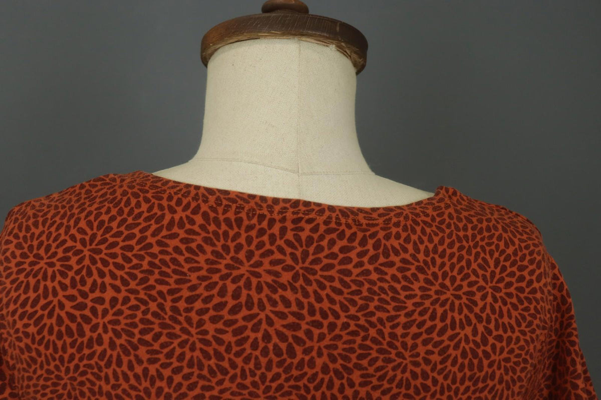 GUDRUN SJODEN Orange Dotted Modal Short Sleeve Round Neck Tunic Top – Size M