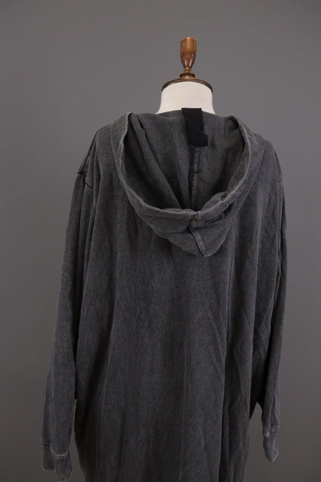 RUNDHOLZ Maxi Dress Gray Acrylic Hooded Ribbed Cuff & Hem Pouch Pocket – Size M