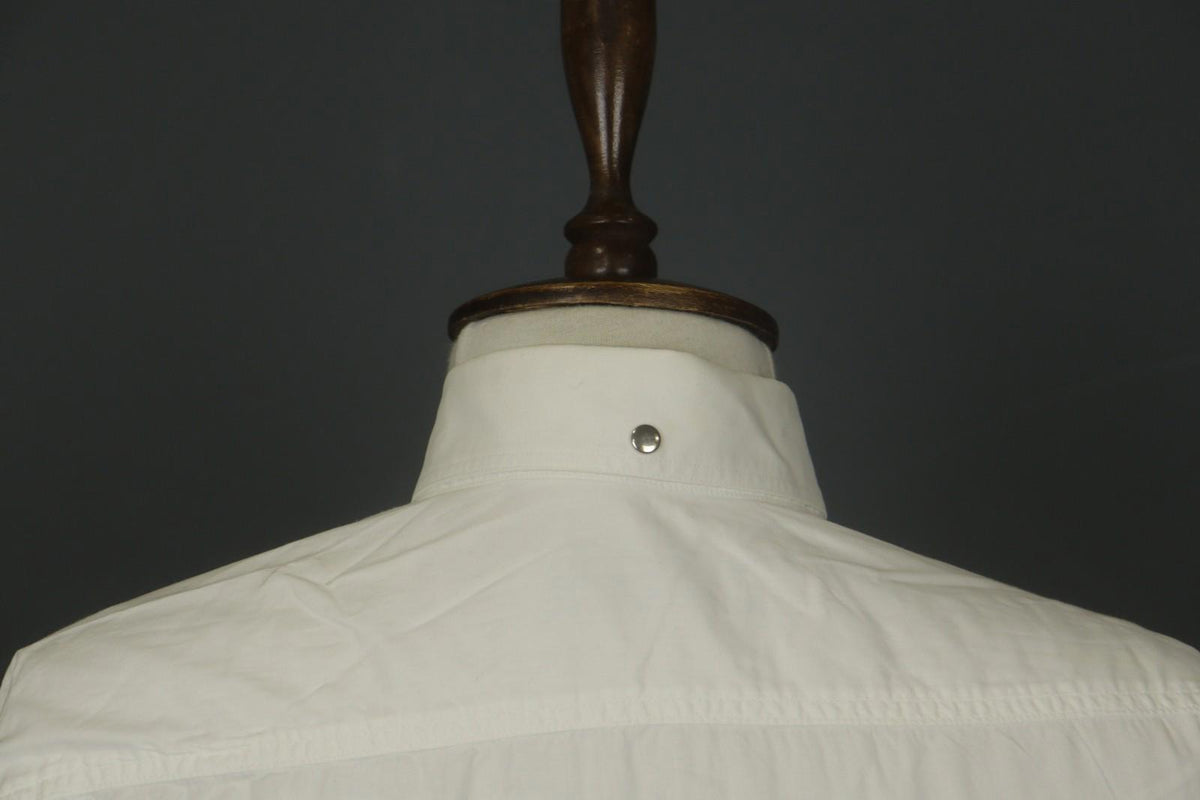THIERRY MULGER White Long Sleeve Collared Flap Pockets Snap Button Shirt Sz M/L