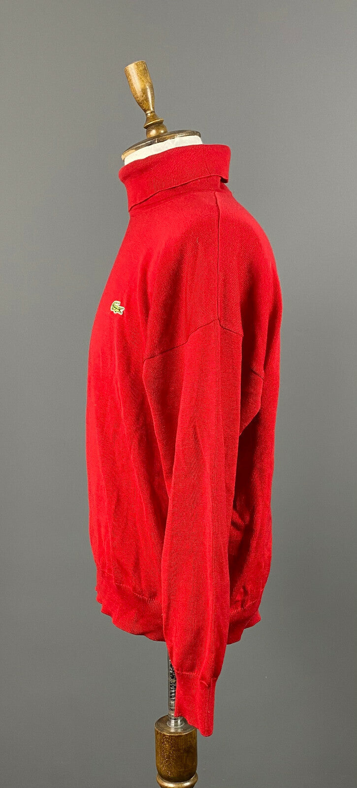 Vintage Chemise Lacoste Red Wool Turtle Neck Jumper Sweater – Size 7 / XL / XXL
