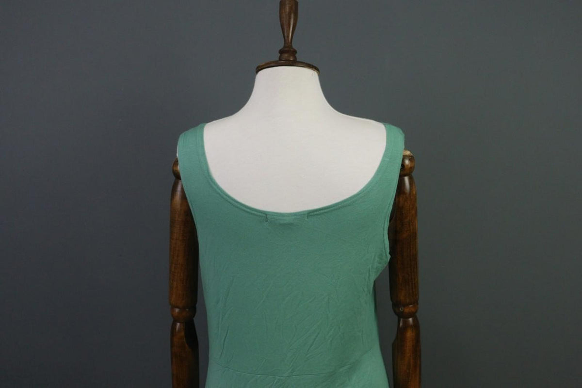GUDRUN SJODEN Green Classic Scoop Neck Wide Strap Sleeveless Sheath Strap – Size L