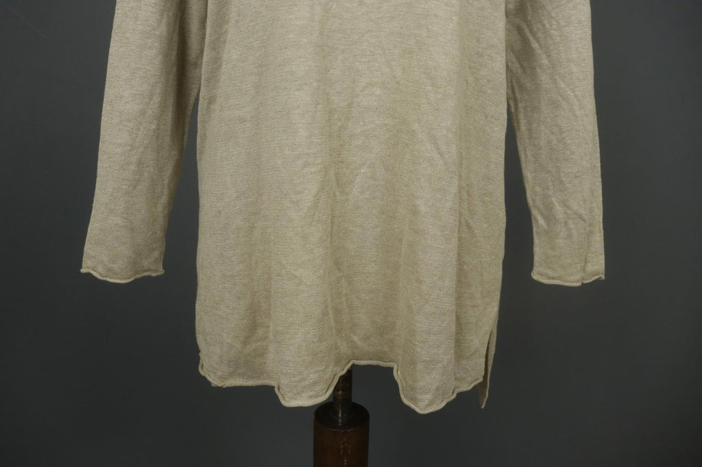 GUDRUN SJODEN Tan 100% Linen Long Sleeve Round Neck Pullover Tunic Top – Size M – Used