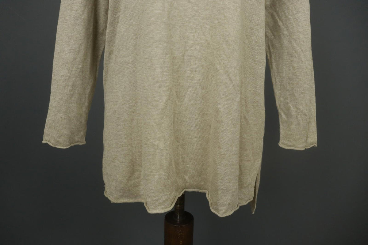 GUDRUN SJODEN Tan 100% Linen Long Sleeve Round Neck Pullover Tunic Top – Size M – Used