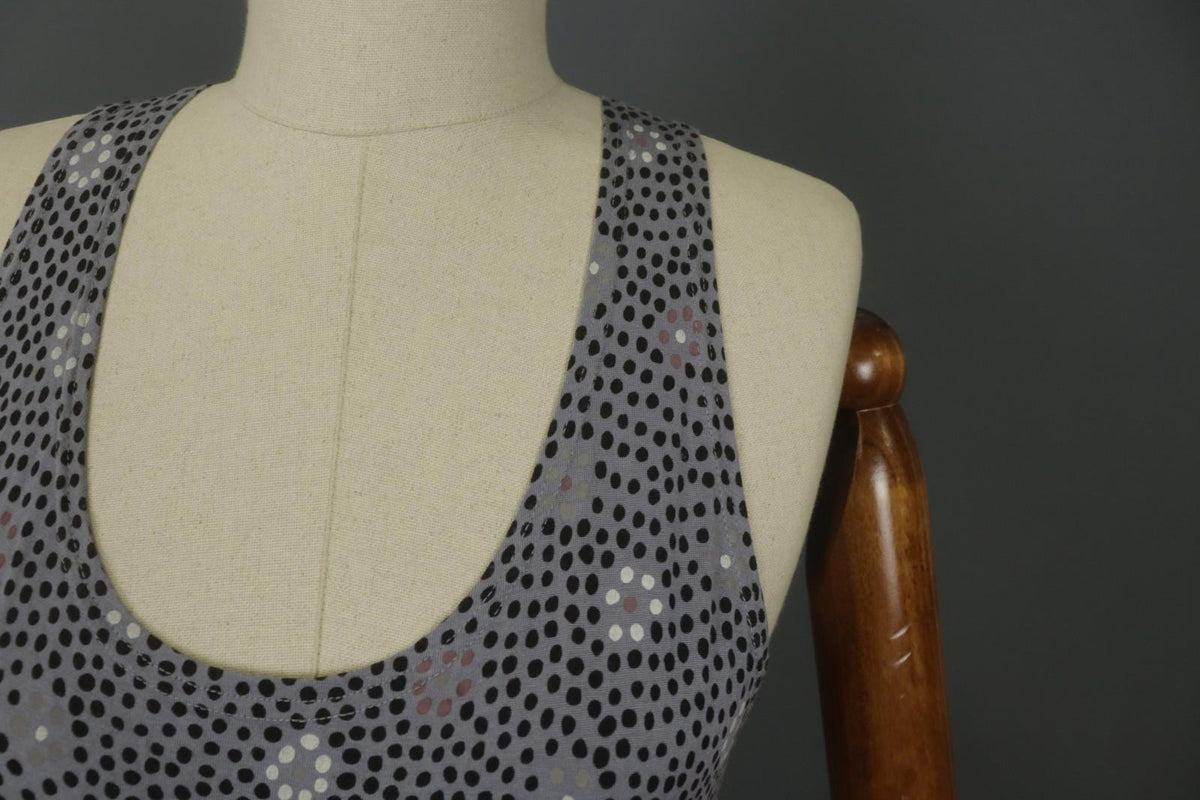 GUDRUN SJODEN Gray Modal Floral Scoop Neck Wide Strap Pullover Tank Dress – Size L