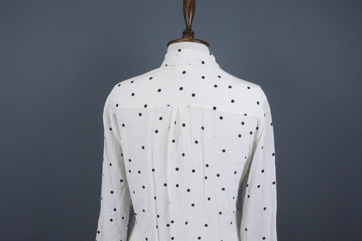 SEZANE Beige Black Polka Dots Long Sleeve Button Up Shirt – Size 36